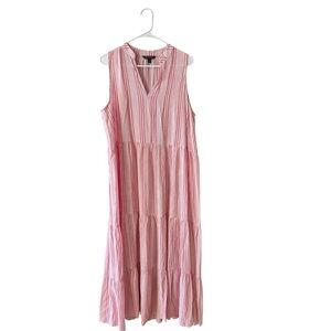 Banana Republic Factory Tiered Stripe Midi Dress Size LG Tall Coastal